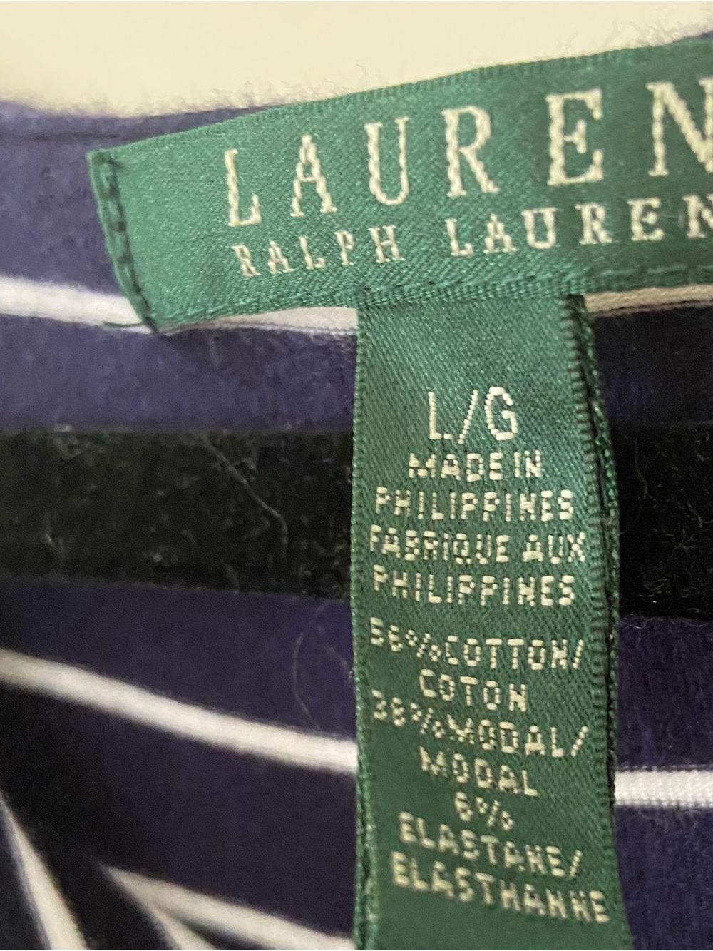 Lauren Ralph Lauren Navy Striped Dress Size Large Belted Nautical Coastal Preppy - Picture 5 of 9